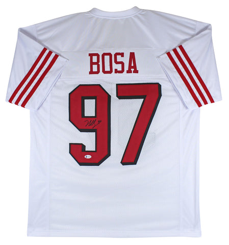 Nick Bosa Authentic Signed White Pro Style Jersey w/ Dropshadow BAS Witnessed