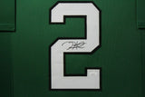 JALEN HURTS (Eagles green TOWER) Signed Autographed Framed Jersey JSA