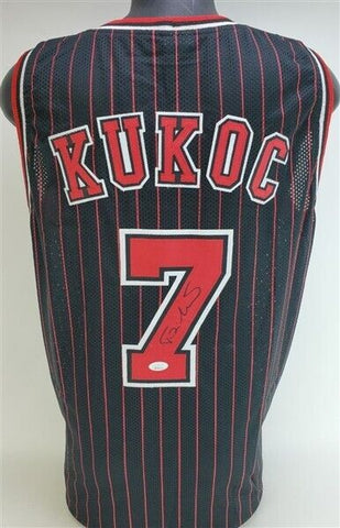 Toni Kukoc Signed Chicago Bull Pinstripe Jersey (JSA) 3xNBA Champion (1996-1998)