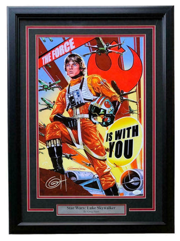 Star Wars Luke Skywalker 13x19 Framed Limited Lithograph Signed By Greg Horn JSA