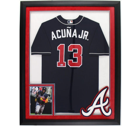 Ronald Acuna Jr. Signed Atlanta Braves LED Framed Nike Blue MLB Jersey