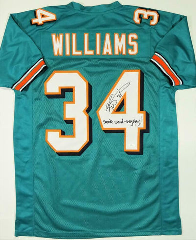 Ricky Williams Signed Teal Pro Style Jersey w/Smoke Weed Insc - JSA W Auth *4