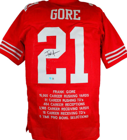 Frank Gore Autographed Red Pro STAT Style Jersey-Beckett W Hologram *Black
