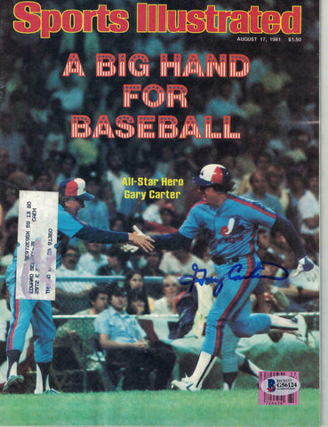 Gary Carter Autographed Montreal Expos Sports Illustrated 8/17/1981 BAS 15459