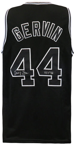 George Gervin Signed Black Custom Basketball Jersey w/HOF'96 - (SCHWARTZ COA)