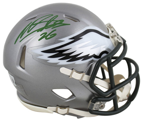 Eagles Miles Sanders Authentic Signed Flash Speed Mini Helmet BAS Witnessed