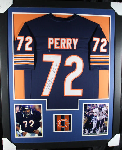 WILLIAM PERRY (Bears navy TOWER) Signed Autographed Framed Jersey JSA