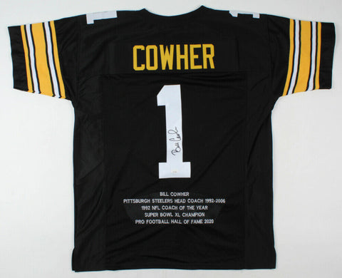 Bill Cowher Signed Pittsburgh Steelers Career Highlight Stat Jersey (JSA COA)