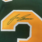 Autographed/Signed JOSE CANSECO Oakland Dark Green Baseball Jersey JSA COA Auto