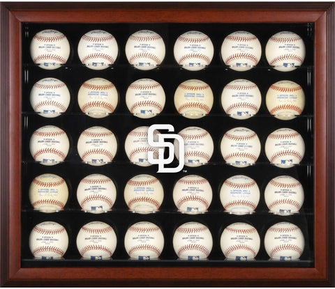 San Diego Padres Logo Mahogany Framed 30-Ball Display Case