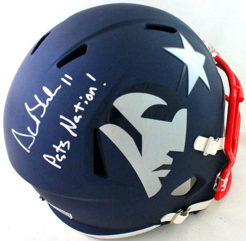 Drew Bledsoe Signed New England Patriots F/S AMP Speed Helmet w/ Insc- Beckett