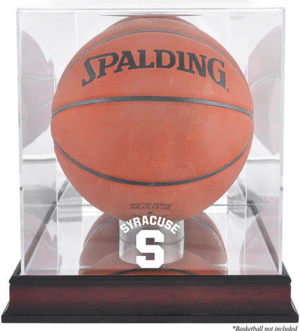 Syracuse Orange Mahogany Antique Finish Basketball Display Case w/Mirror Back