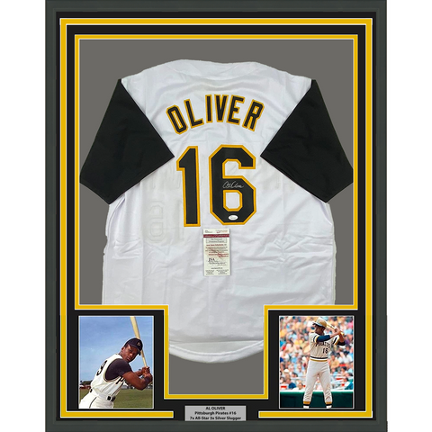 Framed Autographed/Signed Al Oliver 33x42 Pittsburgh White Jersey JSA COA