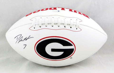 D'Andre Swift Autographed Georgia Bulldogs Logo Football - Beckett W Auth *Black