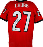Nick Chubb Autographed Red College Style Jersey *2- Beckett W Hologram *Black