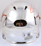 Justin Tucker Signed Texas Longhorns Chrome Speed Mini Helmet - Beckett W Holo