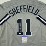 Autographed/Signed GARY SHEFFIELD New York Grey Baseball Jersey PSA/DNA COA Auto