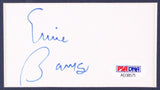 Ernie Banks Signed Cubs 17x23 Framed Cut Display + Ticket & 1970 Scorecard (PSA)