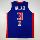 Autographed/Signed Ben Wallace Detroit Blue Basketball Jersey JSA COA Auto