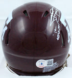 Johnny Manziel Autographed TX A&M Maroon Speed Mini Helmet w/Insc.-BeckettW Holo