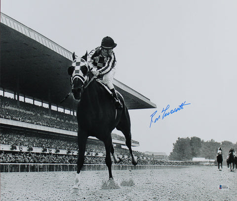 Ron Turcotte Signed 16x20 Black & White Belmont Stakes Photo BAS #F69518