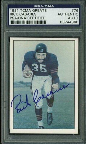 Bears Rick Casares Authentic Signed Card 1981 Tcma Greats #76 PSA/DNA Slabbed