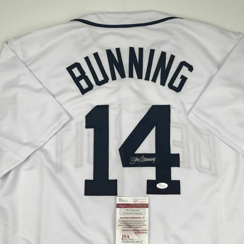 Autographed/Signed JIM BUNNING Detroit White Baseball Jersey JSA COA Auto