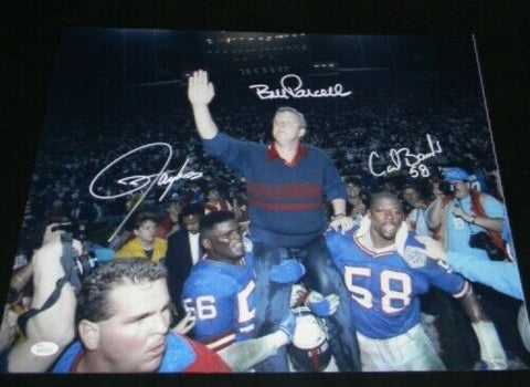 LAWRENCE TAYLOR BILL PARCELLS CARL BANKS SIGNED NEW YORK GIANTS 16x20 PHOTO JSA