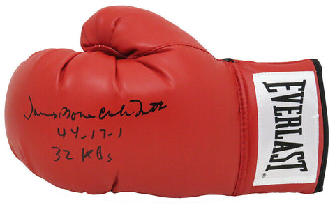 James 'Bonecrusher' Smith Signed Everlast Red Boxing Glove w/Record INS - SS COA