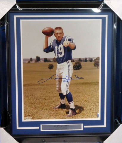 Johnny Unitas Autographed Signed Framed 16x20 Photo Colts Beckett BAS #A20733