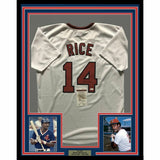 FRAMED Autographed/Signed JIM RICE 33x42 Boston White Baseball Jersey JSA COA