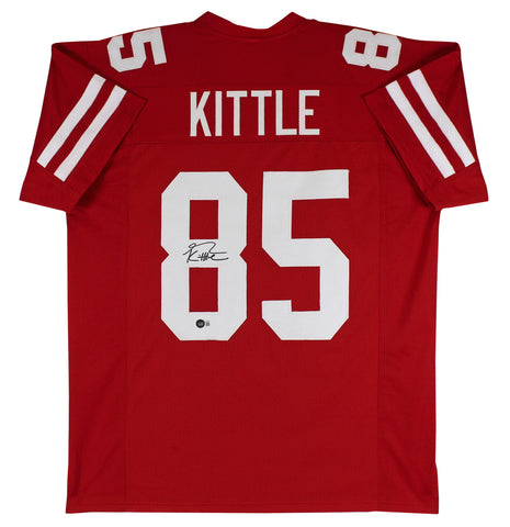 49ers George Kittle Authentic Signed Red Jersey Autographed BAS Witnessed