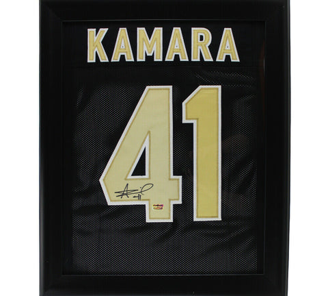 Alvin Kamara Signed New Orleans Framed 27 x 23 Custom Black Jersey
