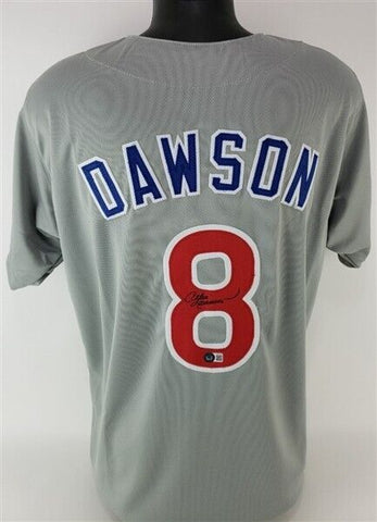 Andre Dawson Signed Chicago Cubs Road Jersey (Beckett) 8xAll-Star / 1987 MVP
