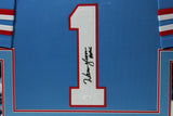 WARREN MOON (Oilers blue SKYLINE) Signed Autographed Framed Jersey JSA