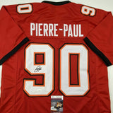 Autographed/Signed JASON PIERRE-PAUL Tampa Bay Red Football Jersey JSA COA Auto