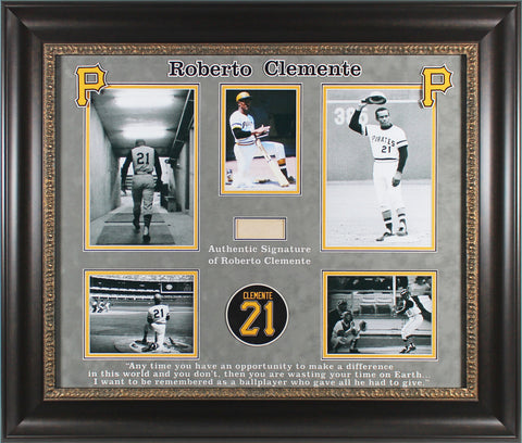Pirates Roberto Clemente Signed & Framed 1.75x3.5 Cut Signature JSA #Y38481