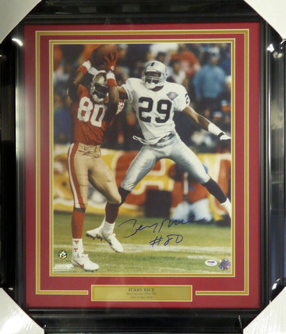 JERRY RICE AUTHENTIC AUTOGRAPHED SIGNED FRAMED 16X20 PHOTO 49ERS PSA/DNA 107942