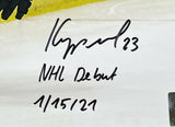 Philipp Kurashev Signed 16x20 Chicago Blackhawks Photo NHL Debut Insc Fanatics