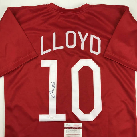 Autographed/Signed CARLI LLOYD Red Team USA Soccer USWNT Jersey JSA COA Auto