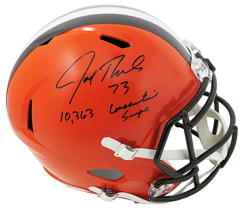 Joe Thomas Signed Browns F/S Speed Rep Helmet w/10,363 Consecutive Snaps - SS