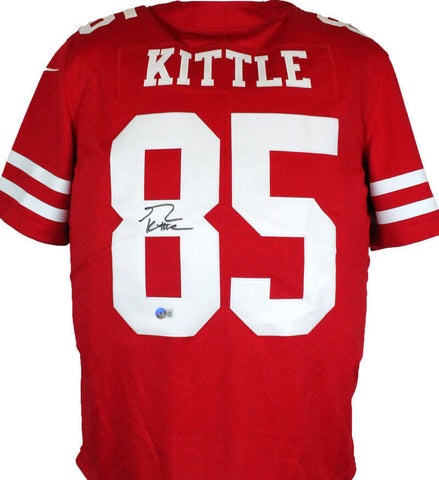 George Kittle Signed 49ers Red Nike 75th Anniversary Vapor JSY-Beckett W Holo