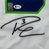Autographed/Signed Russell Wilson Seahawks White Authentic Jersey Beckett COA