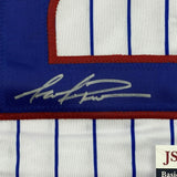 Framed Autographed/Signed Mark Prior 33x42 Chicago Pinstripe Jersey JSA COA