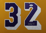 MAGIC JOHNSON (Lakers yellow SKYLINE) Signed Autographed Framed Jersey JSA