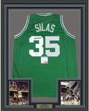 Framed Autographed/Signed Paul Silas 33x42 Boston Green Jersey PSA/DNA COA