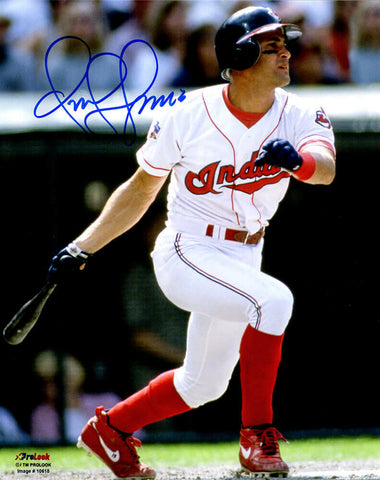Omar Vizquel Signed Cleveland Indians Swinging Action 8x10 Photo