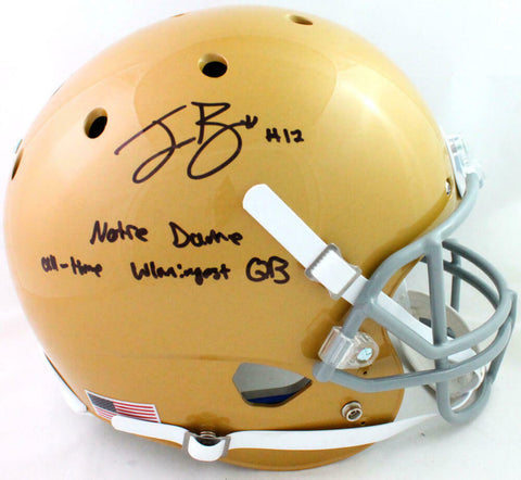 Ian Book Autographed ND Gold Speed F/S Helmet W/ Insc- Beckett W*Black