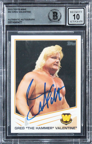 Greg Valentine Authentic Signed 2013 Topps WWE #92 Card Auto 10! BAS Slabbed