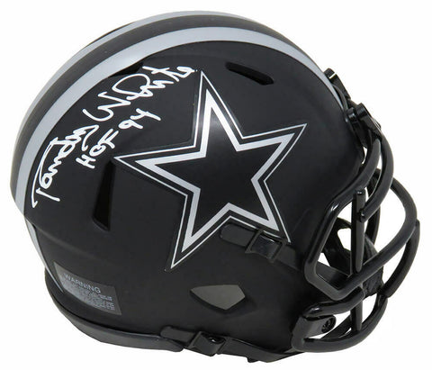 Randy White Signed Cowboys Eclipse Black Matte Riddell Mini Helmet w/HOF'94 - SS